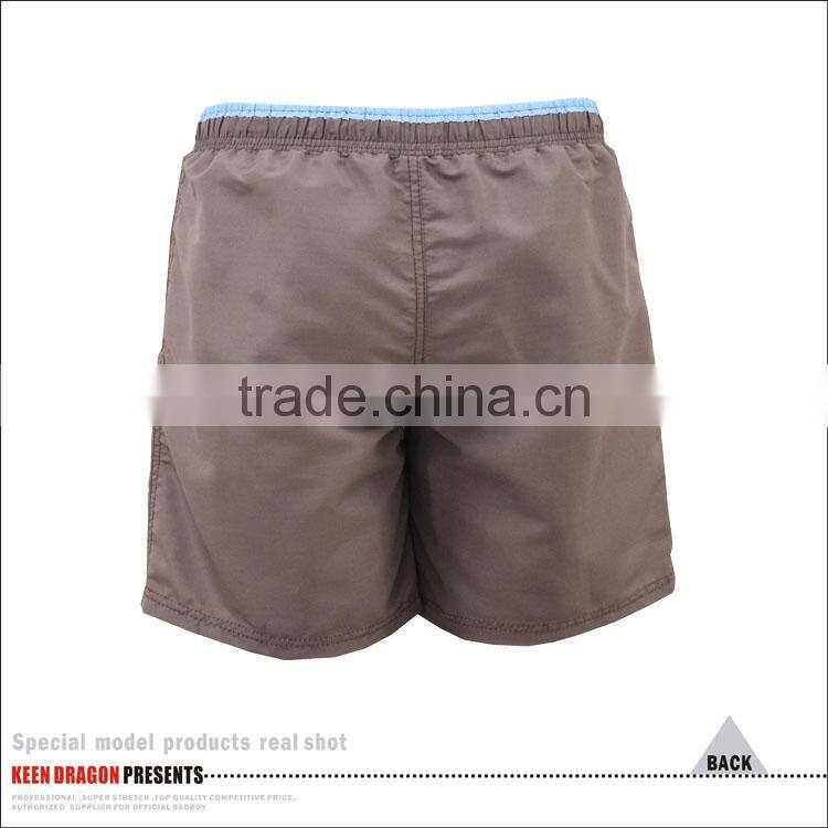 Microfiber polyester contrast solid color swim shorts with mesh inside