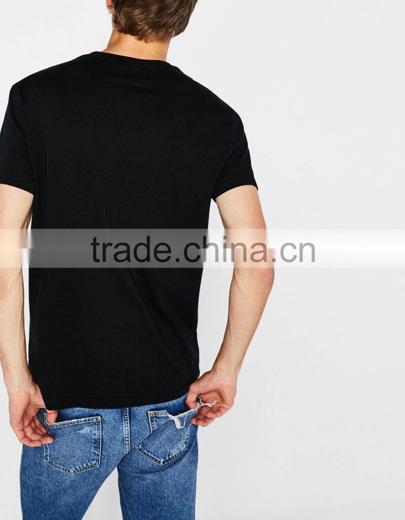 Customize Long Line Slim Fit Mens Tee Front Silk Screen Printing Text Tops 100% Soft Cotton Tshirts Custom Manufacturer