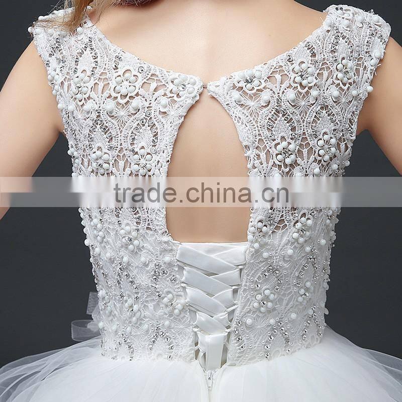 MGOO High Quality Customized Robe Marriage Wedding Dress Sleeves Empire Waist Elegant Tulle Crystal Ball Gown