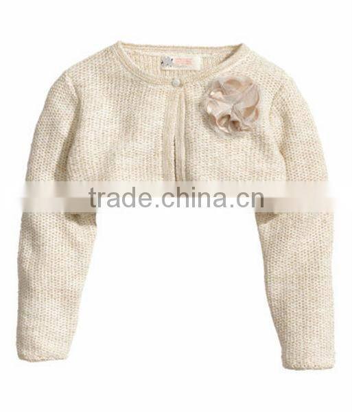 2014 Glittery threads mesh applique pattern girls cardigan sweater