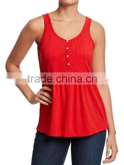 WOMEN'S PINTUCK DESIGN TANK TOP