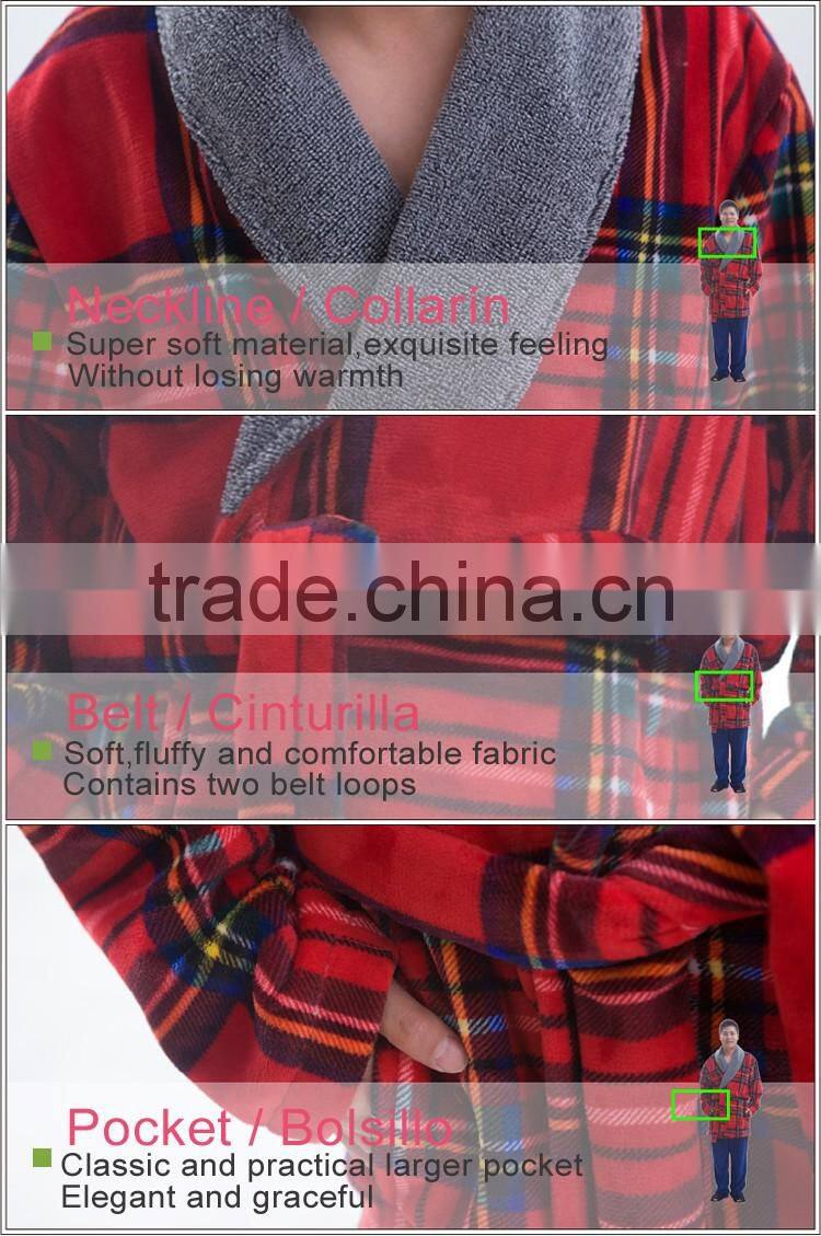 Men double side polyester luxury sexy bathrobe