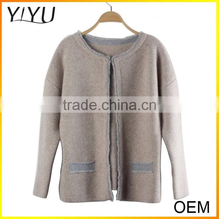 2016 Latest Designs long sleeve 100% cashmere cardigan sweater