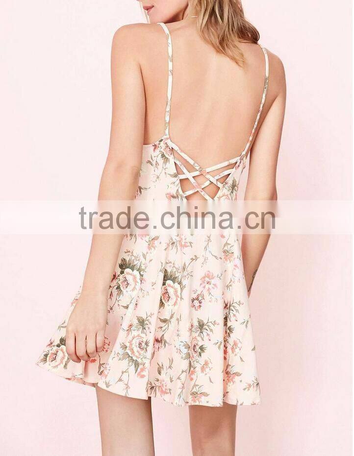 Hot products 2017 womens boho clothing floral beachwear dresses