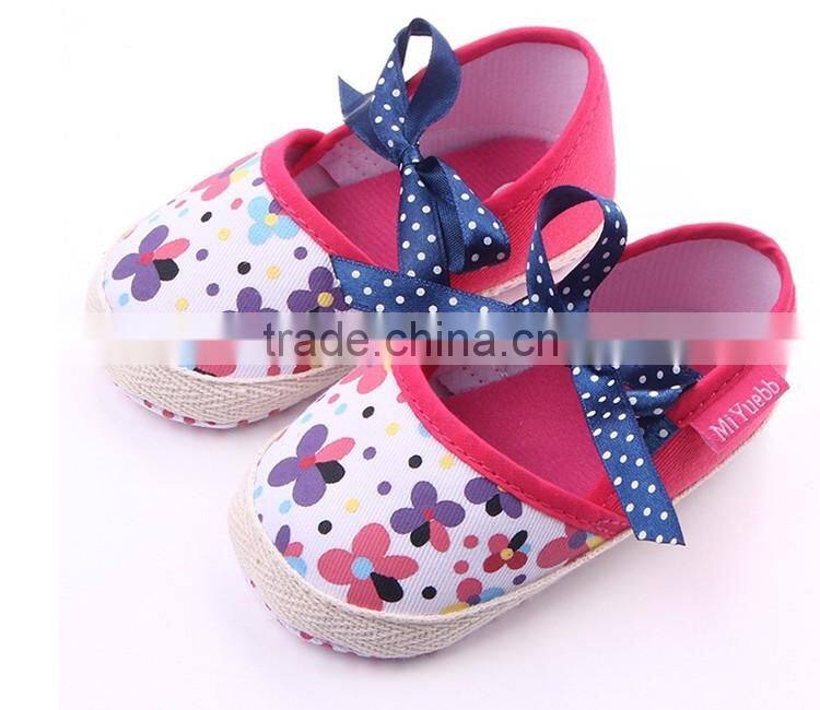 Newborn antiskid safety baby girls bowknot prewalker shoes