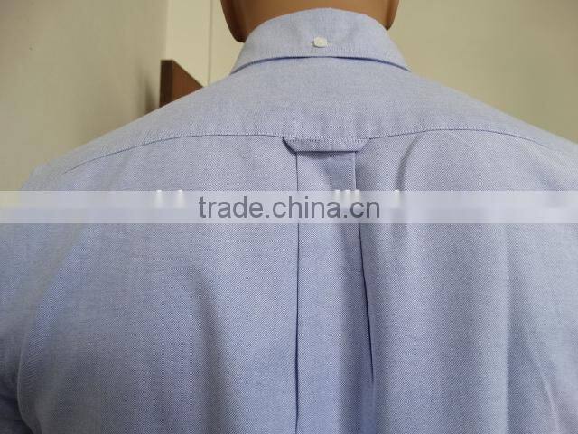 2016 100% washed cotton button up rolled collar long sleeve light blue oxford shirts for men