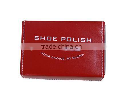 2015 Fashionable Red Square Leather Shoe Polish Set/Shoe Care Kit Factory