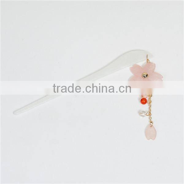 Resin Wedding Hairpins Light Pink White & Red Flower 13.8cm
