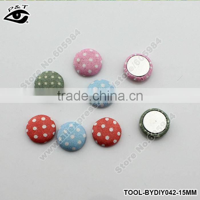 15mm Semicircle Polka-dot Printing Covered Buttons Flatback Fabric Button Accessories for Craft