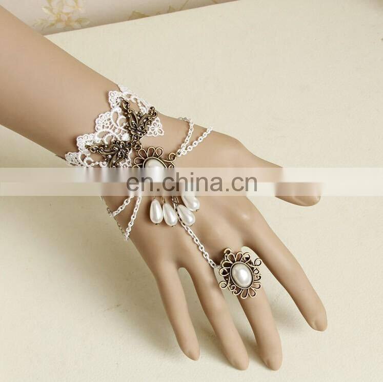 New Arrival Vintage White Lace Bride Wristlet Jewelry Bracelet
