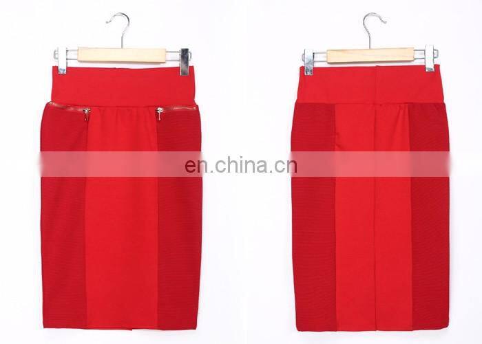 420g Nylon Ponte Wholesale Dark Red Woman Wrap Skirt Fashion