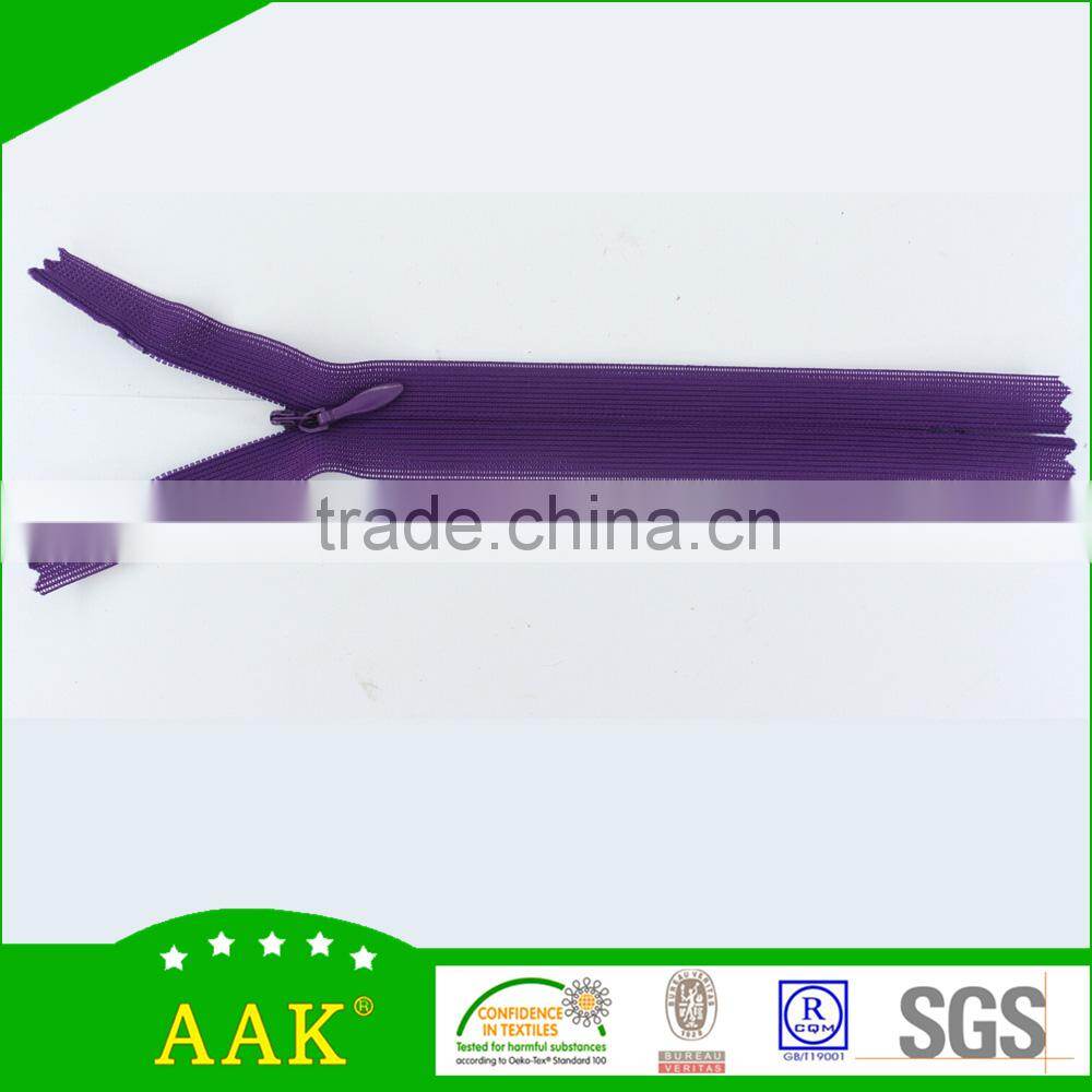 Apparel zippers korea for clothing 3# invisible zippers with water drop puller