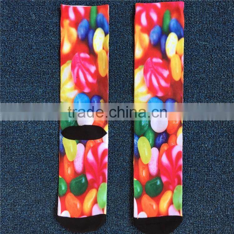 Custom High quality 100% cotton longth 3d print socks,custom knit socks