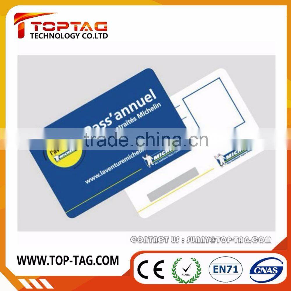 Paper / PVC card with signiture panel , magnetic stripe , QR code , barcode