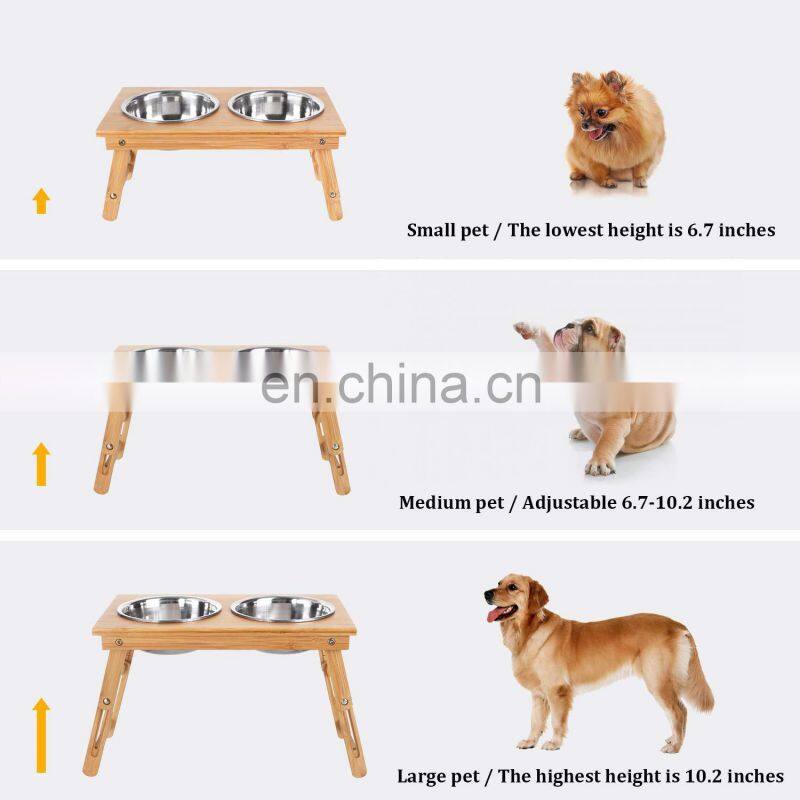 Elevated Adjustable Dog Bowl Pet Feeding Station with Stainless Steel Bowls Raised Dog Bowl for Dogs