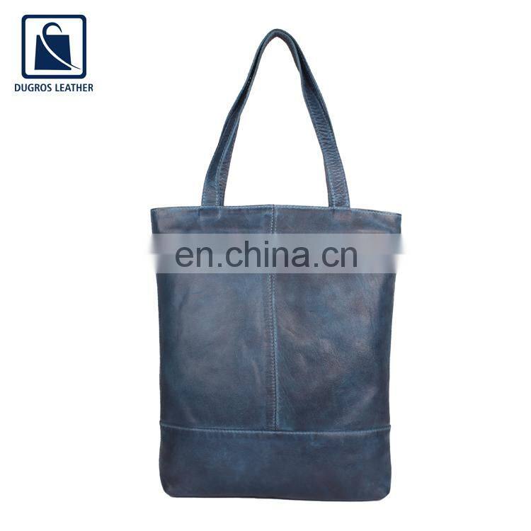 Vintage Style Good Quality Silver Antique Fitting Elegant Look Women Genuine Leather Shopper Shopping Bag for Sale