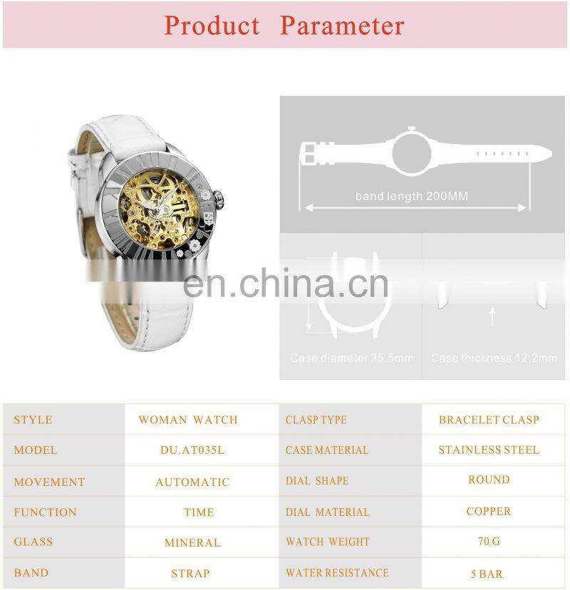 Designer Popular Brands Watches Lady Leather Bands White Wristwatches Women Skeleton Watch Luxury