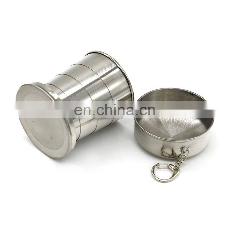 75ml/150ml/250ml Stainless Steel Folding Cup Portable Outdoor Travel Camping Telescopic Cup with Keychain Water Coffee Handcup