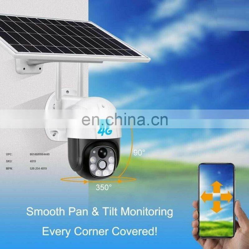 360 Wireless Surveillance PTZ IP Camera Solar Powered CCTV Security Cameras 4G Outdoor Solar Power Wifi Battery Camera V380