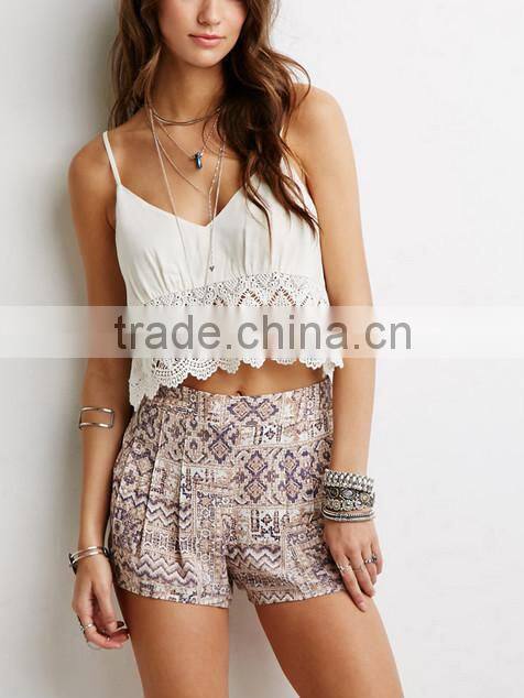 2015 china manufacturer customized latest design casual women print shorts