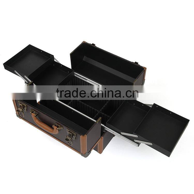 New premium acrylic makeup organizer cosmetic makeup trolley case with mirror