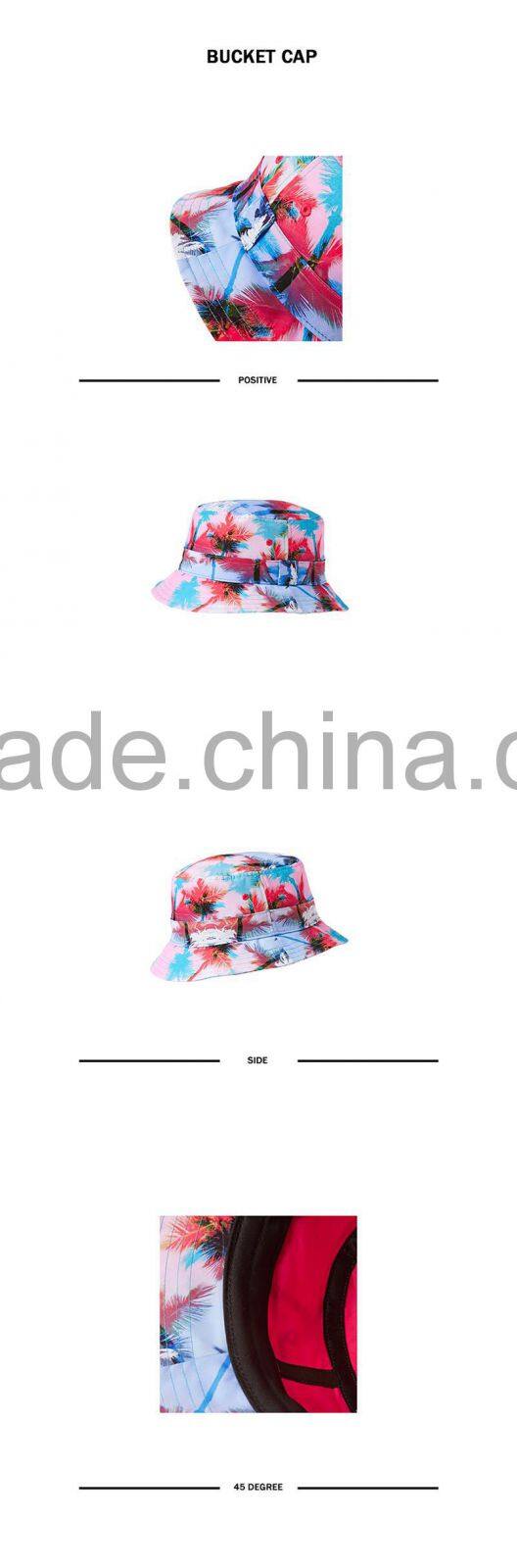 Colorful funny flat top custom printed bucket hat
