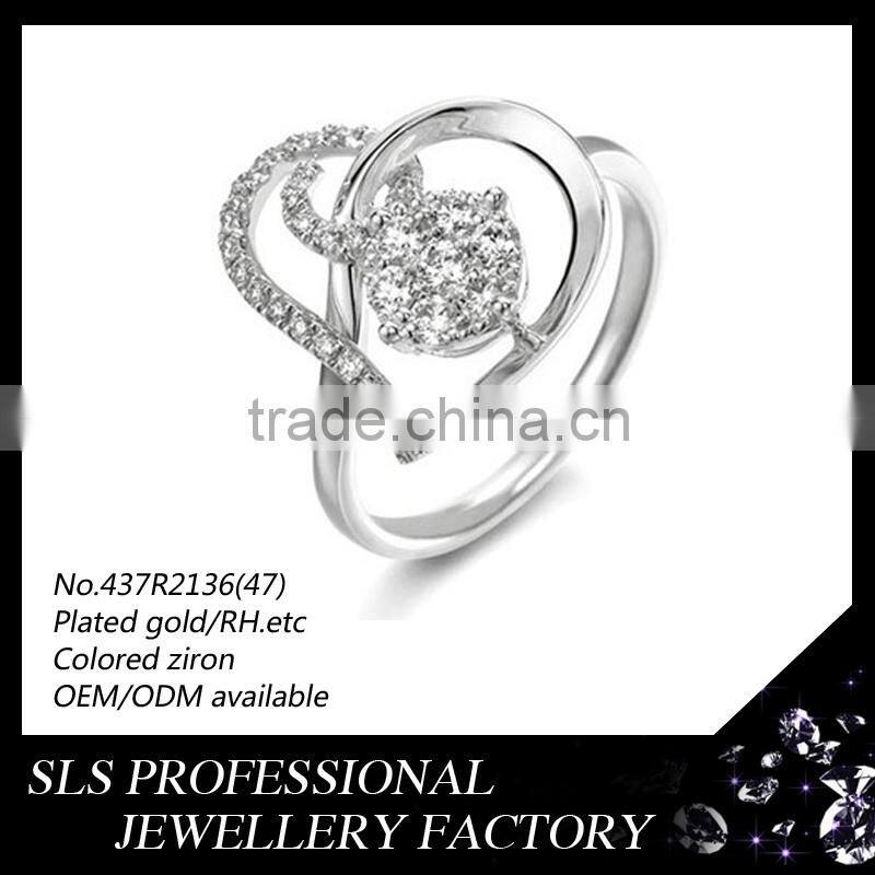 2015 new design jewelry sterling silver wedding ring with white gold plated braided wedding ring
