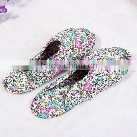 2015 Summer Fashion Slipper Shoes Custom Printed Cotton Quilting Fabric Woman Cotton Slipper