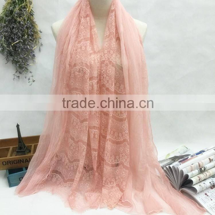 High Grade Crinkled Plain Crepe Shawl 100% Real Chiffon Silk Scarf Women