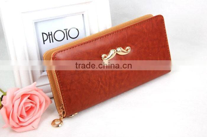 Women's Classic Multifunction PU blue coin purse wallet with Mustache