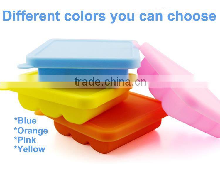 Silicone Ice Tray, Ice Cube Tray, Ice Cube Maker, Silicone baby food container with lid