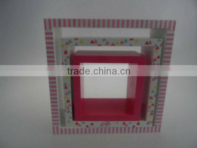 set of 3 MDF colorful wall shelf wall cubes wall cube shelves