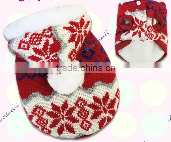 Red Christmas Fleece Dog Hoodie Clothes superwarm