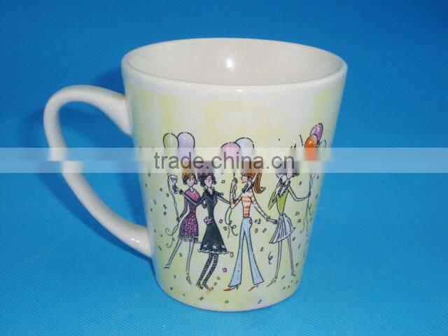 Porcelain custom coffee mug V shape with full decal special for wedding and ceremony