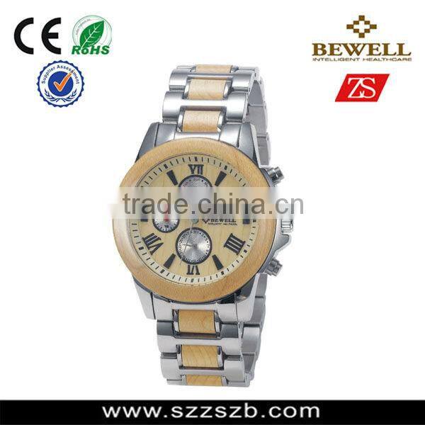 Handmade 100% Natural Wood Watch Quartz Stainless Steel Back Watch