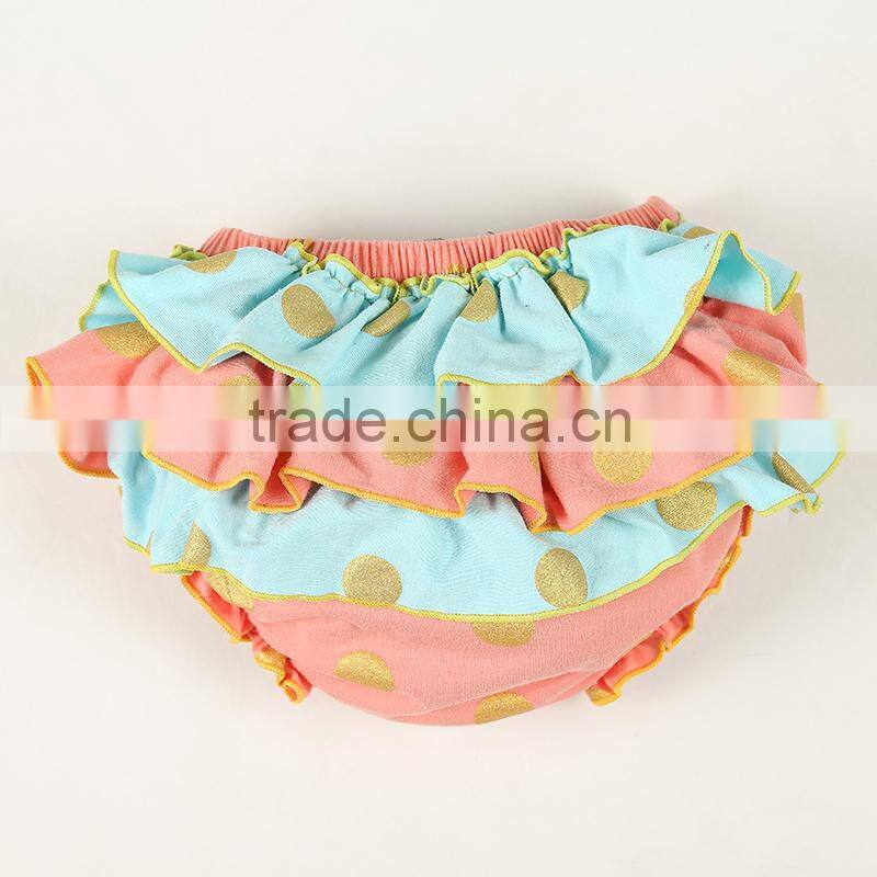 2015 new style baby cotton polka dot ruffle bloomers for kids