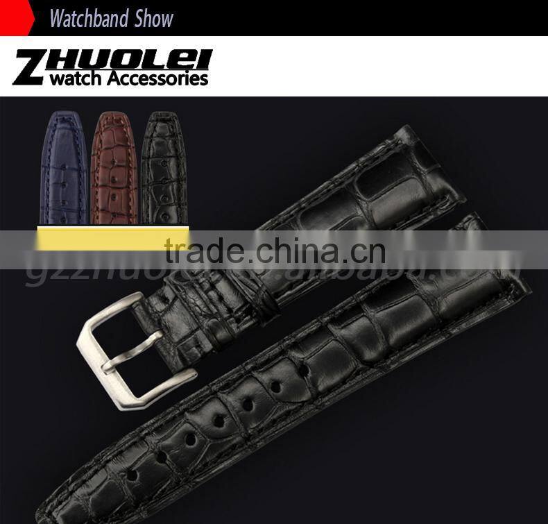 Customize Crocodile Leather Watch Bracelet 20mm 21mm 22mm black brown blue Wholesale 1PCS
