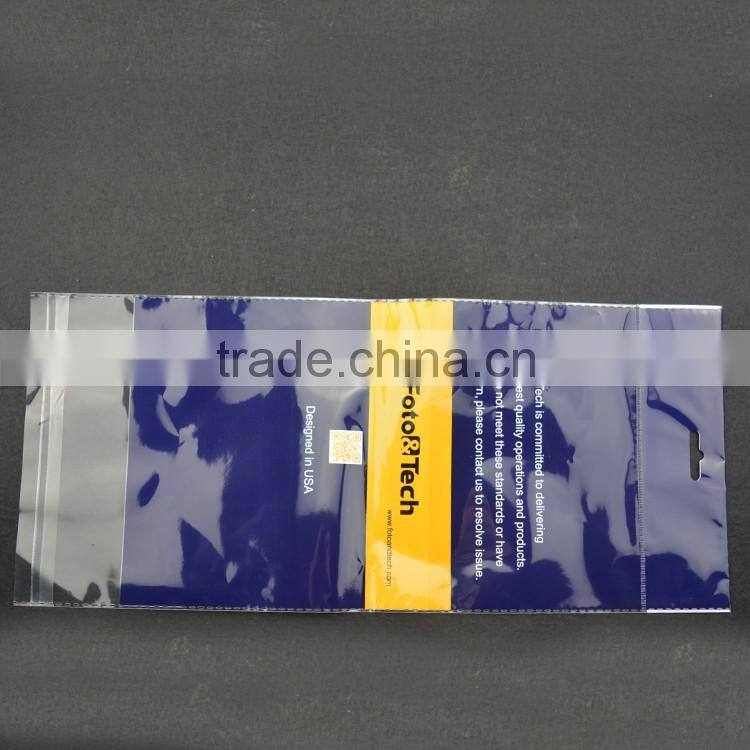factory wholesale price clear BOPP gravure printing header bag with self adhesive strip
