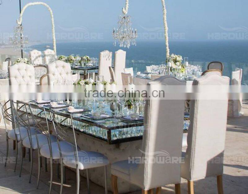 iron fram wedding table,glass dining table for wedding