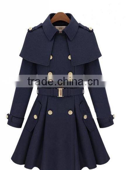 Young fashion wool ladies long coat design