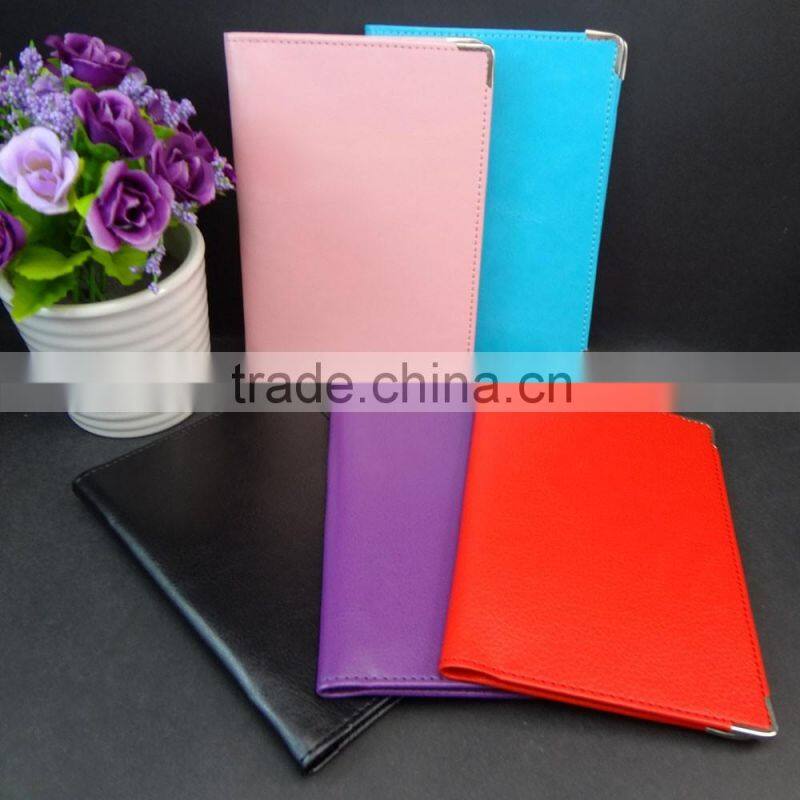 fancy colors pvc leather cheap passport holder with silver metal corner