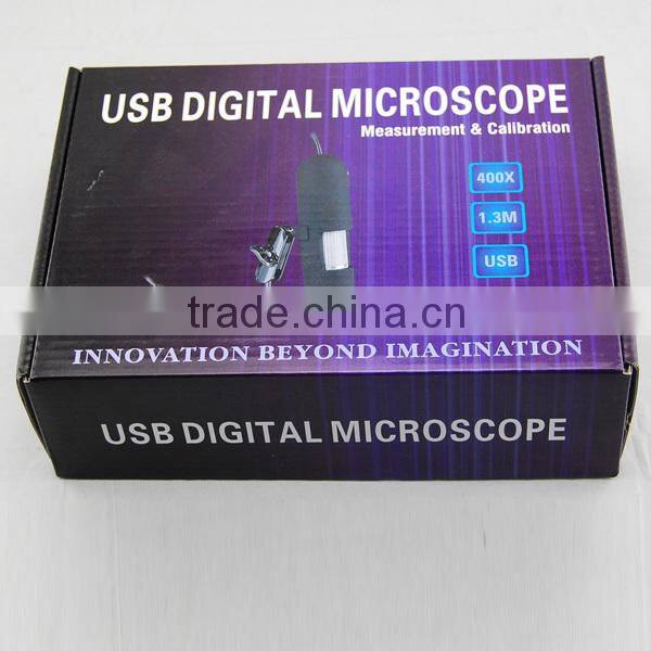 High Quality 1.3MP 400x USB Digital Microscope with stand holder and 8 LED