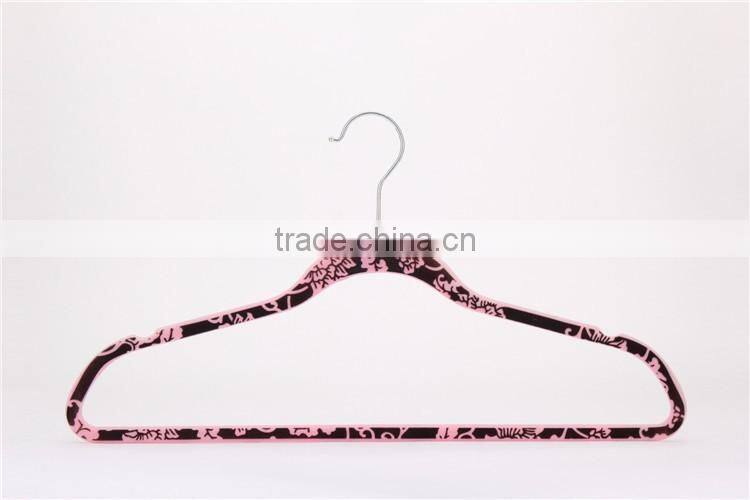 thin velvet plastic hanger with logo