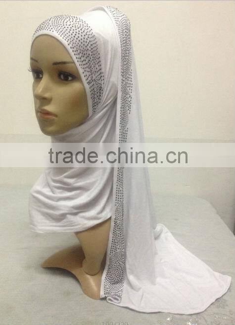 JL009 cotton elastic jersey muslim long scarf