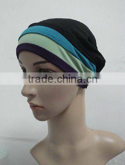 C004 new muslim underscarf with 3 lines,cotton underscarf and hats
