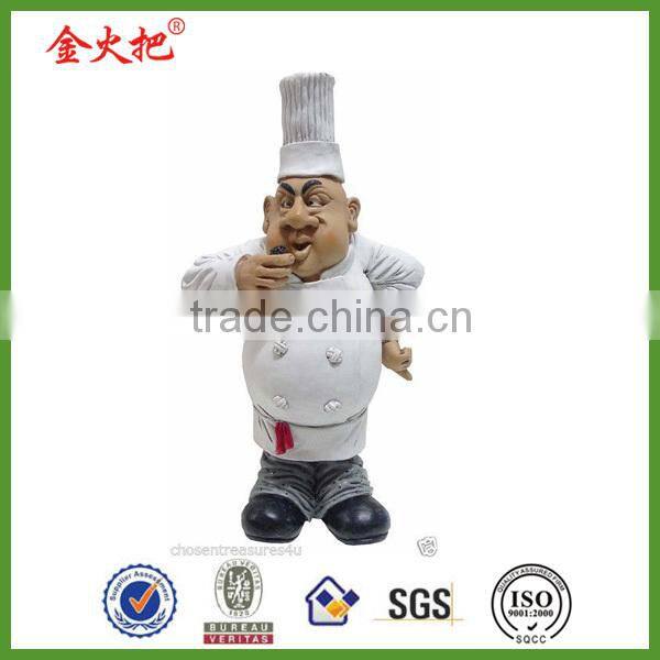 Hot sale resin 12''french fat chef figurine tray sign diner new decor kitchen