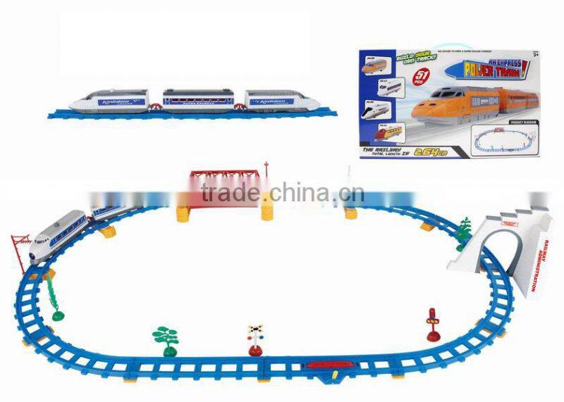 Power-operated slot Christmas train with music and light