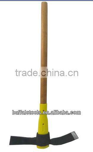 pickaxe with handle ,wooden handle , pickaxe head