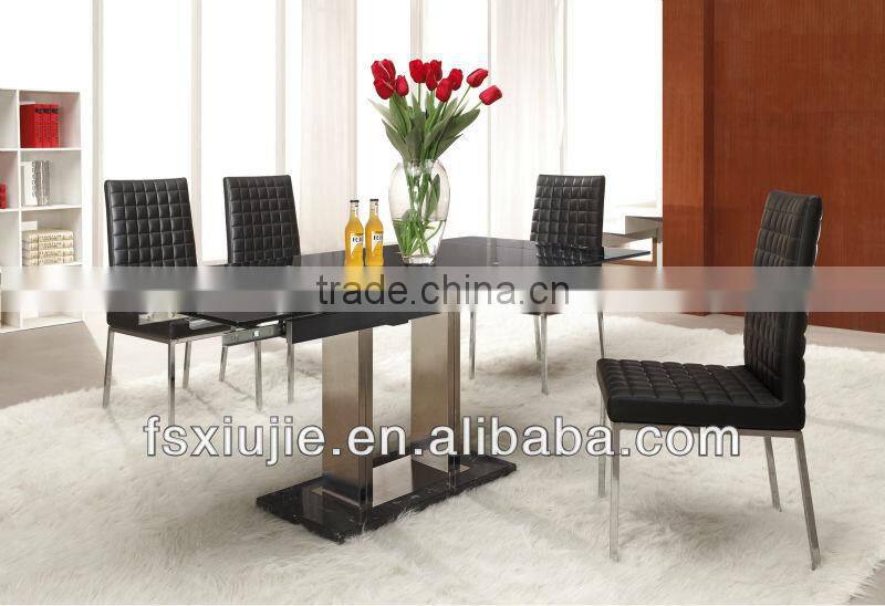 L853 Modern Tempered Glass Top Metal simple Dining Table