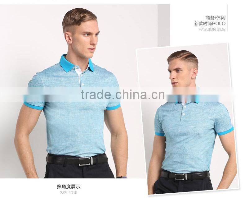Linen Cotton Custom Fit Contrast Collar Men's Polo shirts